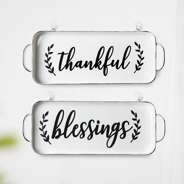 Way to Celebrate Harvest White Metal Thankful Tray Hanging Decoration, 22.91" x 8.94" | Walmart (US)