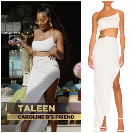 Caroline Brooks' White Chain Strap Two Piece Top and Skirt Set