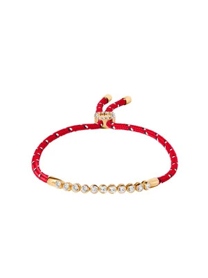 JAMES BEZEL ROUGE PARACORD ANKLET IN LAB WHITE SAPPHIRE, 18K GOLD VERMEIL | Dorsey