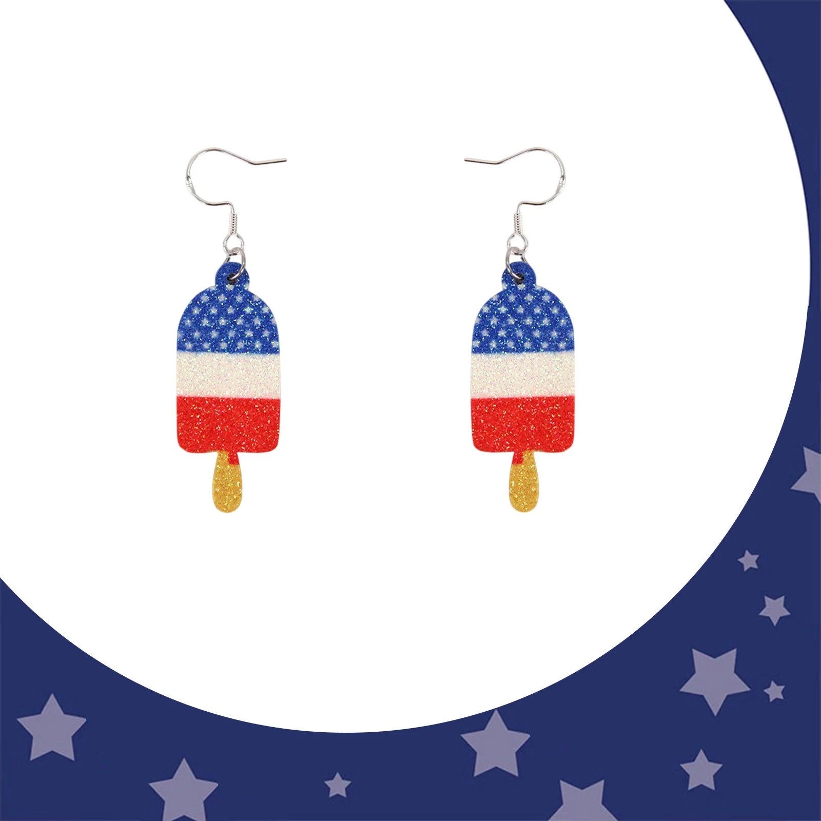karymi A Pair of Red White Blue Faux Leather Patriotic Earrings Star Bow Flag Design for 4th of J... | Walmart (US)