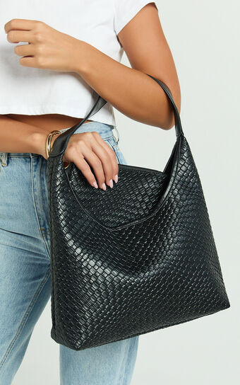 Jolene Bag - Textured Leather Shoulder Bag in Black | Showpo (US, UK & Europe)