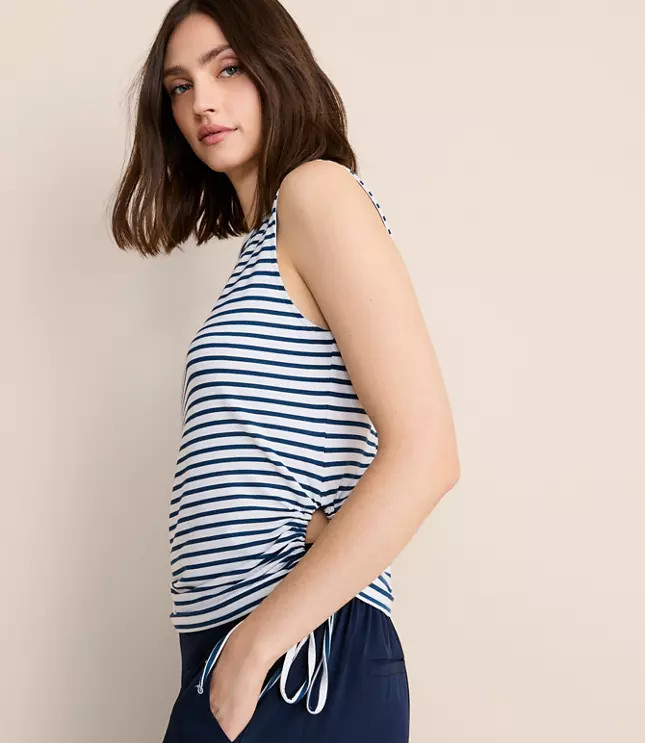 Petite Lou & Grey Striped Essential Modal Side Tie Tank Top | LOFT