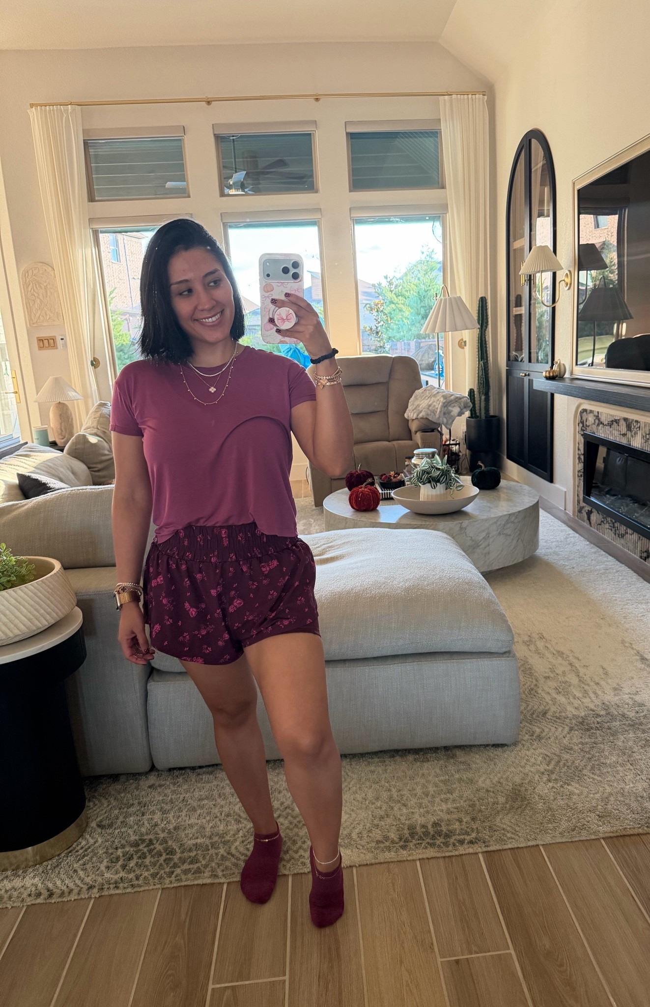 Wearing a size xxs in the shirt (size down) 
Shorts I’m wearing a small