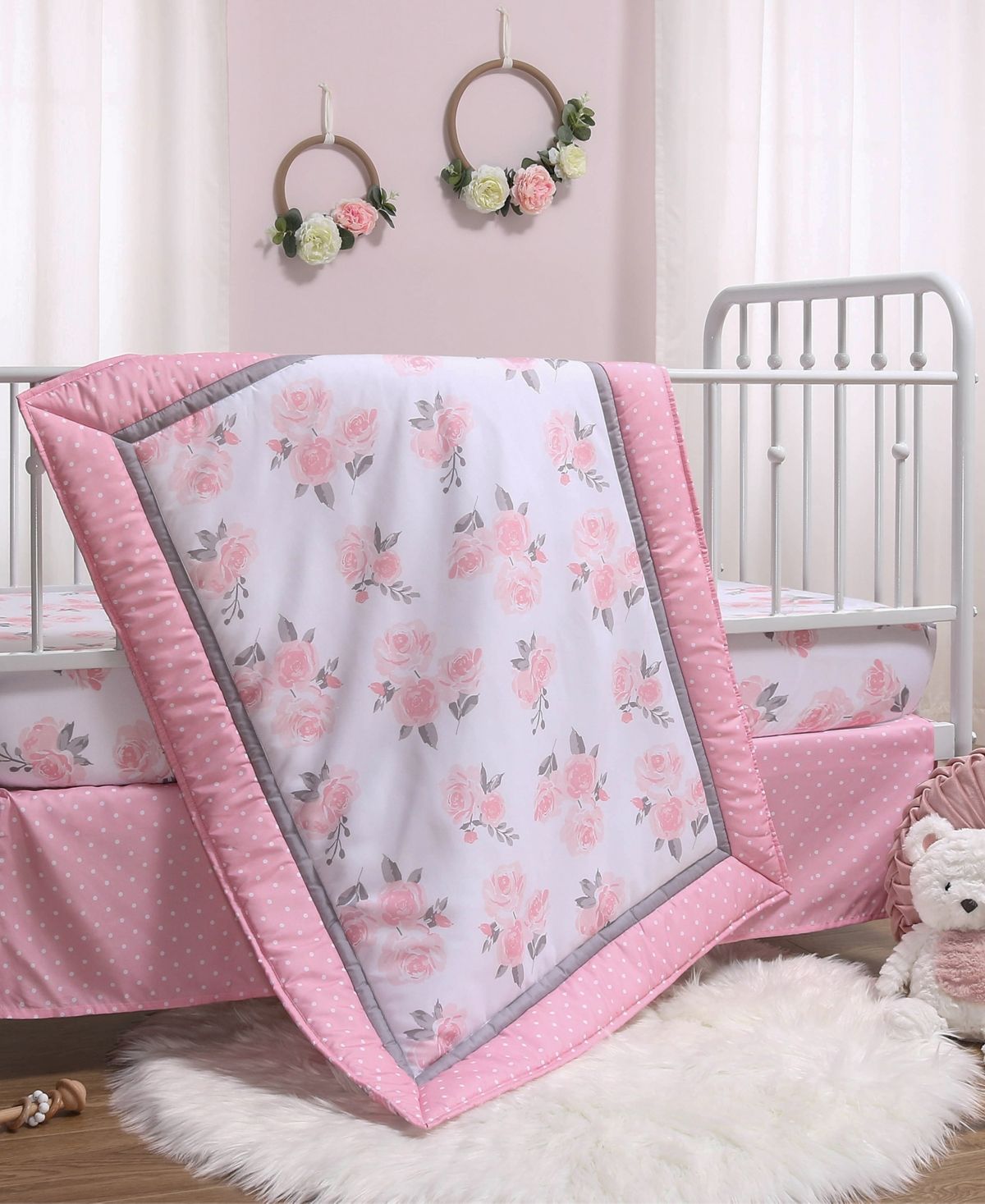 The Peanutshell Floral Crib Bedding Set, 3 Piece Bedding | Macys (US)