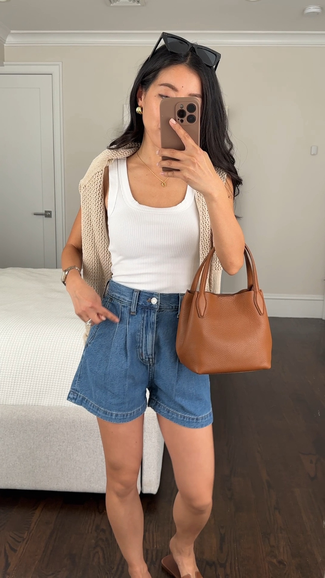 Petite friendly denim shorts

• Madewell Harlow Jean shorts - reviewers stayed true to size, but I did sized down to 23P )

Size 23 measures 13” across the waist, 11” rise and 3” inseam 

These are nice quality, flattering at the front and back with trouser inspired details 

• Madewell pebbled leather bag with detachable strap 

• white tank xxs, this is less sheer and a fitted material with a little shaping and hold . Cropped curved hem

#LTKxMadewell #LTKfindsunder100 #LTKitbag