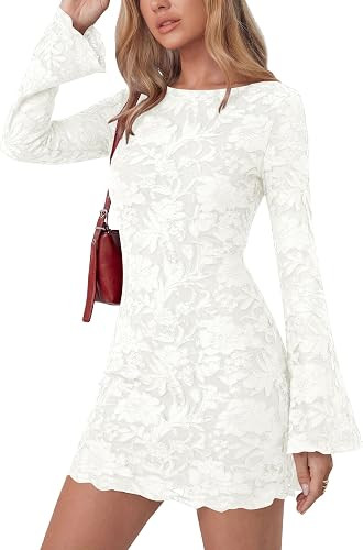 PRETTYGARDEN Women's Fall Floral Long Sleeve Mini Dress | Amazon (US)