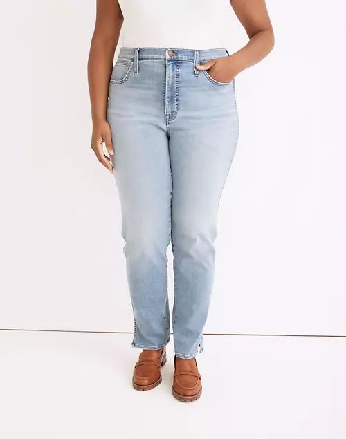 High-Rise Slim Straight Jeans in Stillwood Wash: Slit-Hem Edition | Madewell