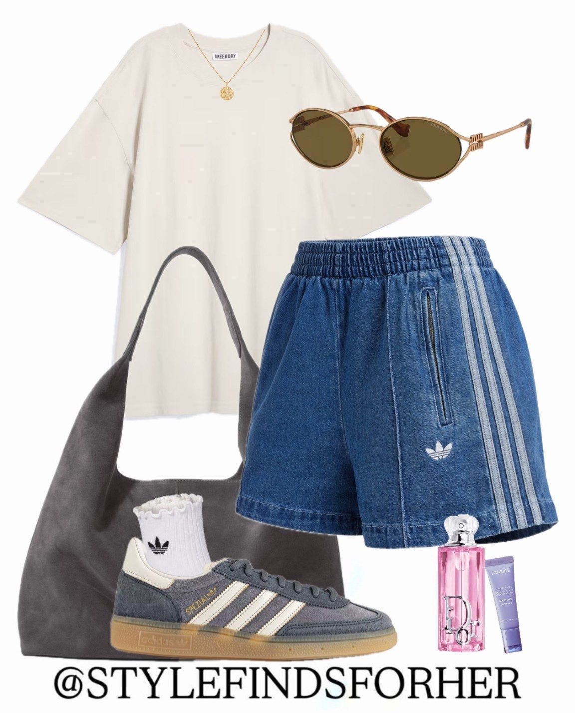 I will be wearing these denim adidas firebird shorts all Summer 🌞. Teamed with a relaxed tshirt, grey Spezial trainers and a slouchy suede handbag. Casual but stylish outfit perfect for warm days 👌🏼 

#LTKshoes #LTKuk #LTKsummer