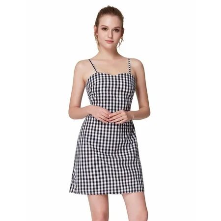 Alisa Pan Women's Sexy Open Back Gingham Dress with Bowtie Mini Plaid Summer Casual Dresses for Wome | Walmart (US)