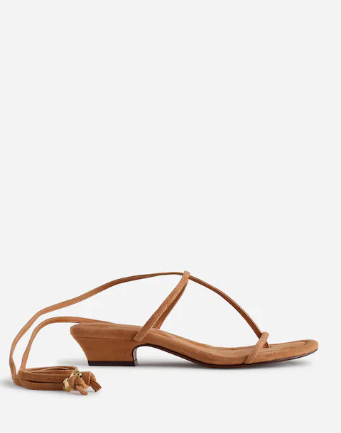 The Maycie Lace-Up T-Strap Sandal in Suede | Madewell | Madewell