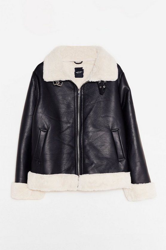 It's Now or Faux Leather Plus Aviator Jacket | NastyGal (US & CA)