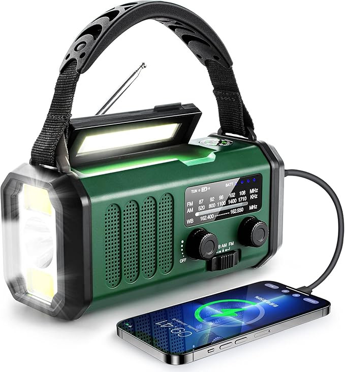 10000mAh Hand Crank Emergency Radio, NOAA Weather Radio with AM/FM solar Radio, Rechargeable Batt... | Amazon (US)