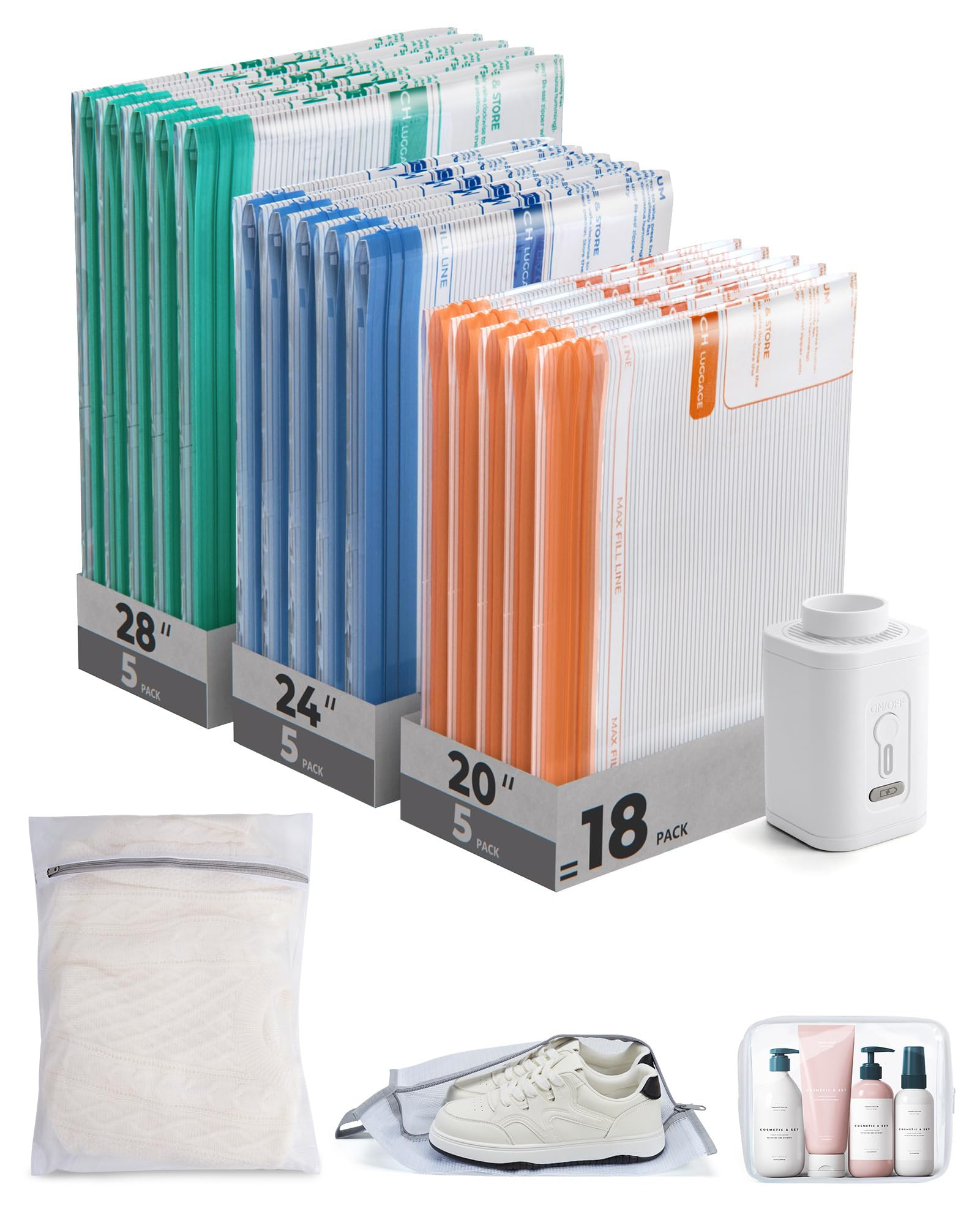 BAGSMART Bolsas de almacenamiento al vacío para viajes con bomba de aire recargable, paquete de ... | Amazon (US)