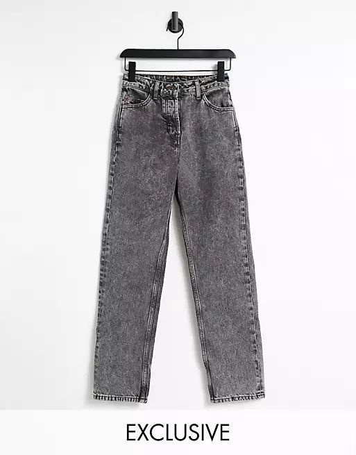 COLLUSION x005 90s straight leg jeans in black acid wash | ASOS (Global)