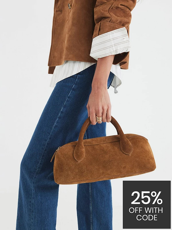 River Island East West Suede Bowler Bag - Brown | Very (UK)