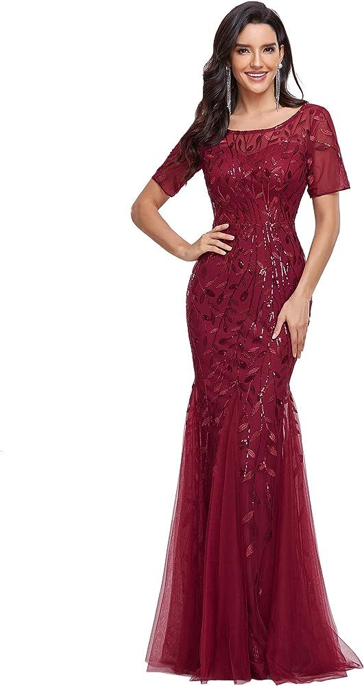 Ever-Pretty Women's Illusion Embroidery Elegant Mermaid Evening Dress 07707 | Amazon (US)