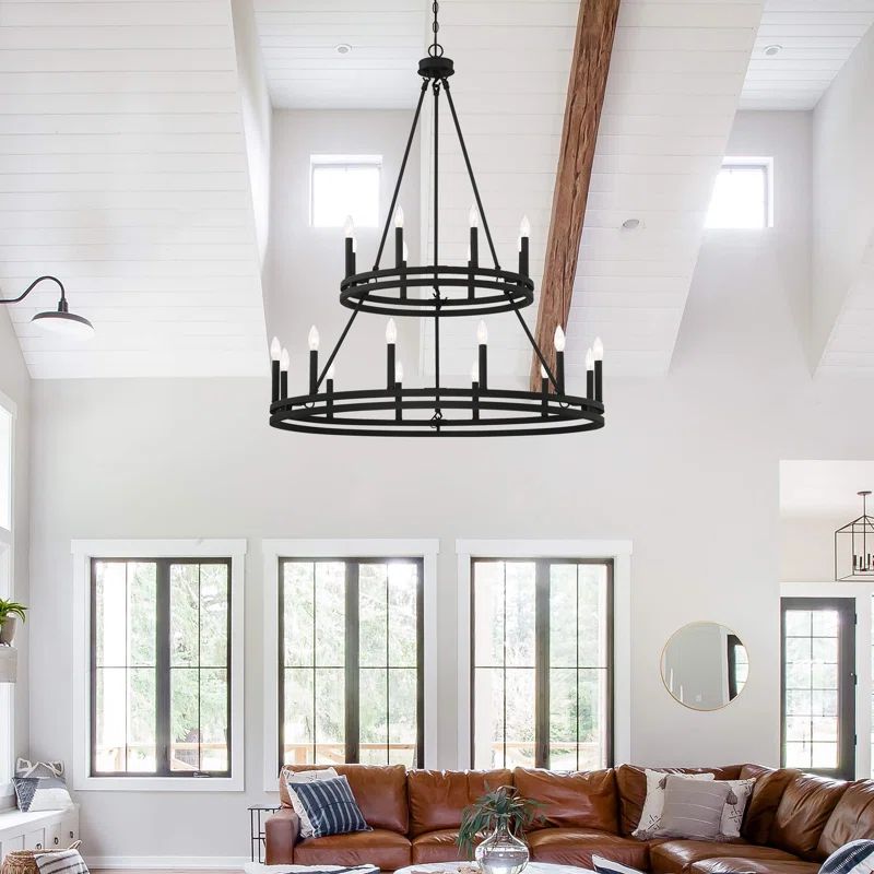 Finchley 20 - Light Dimmable Wagon Wheel Chandelier | Wayfair North America