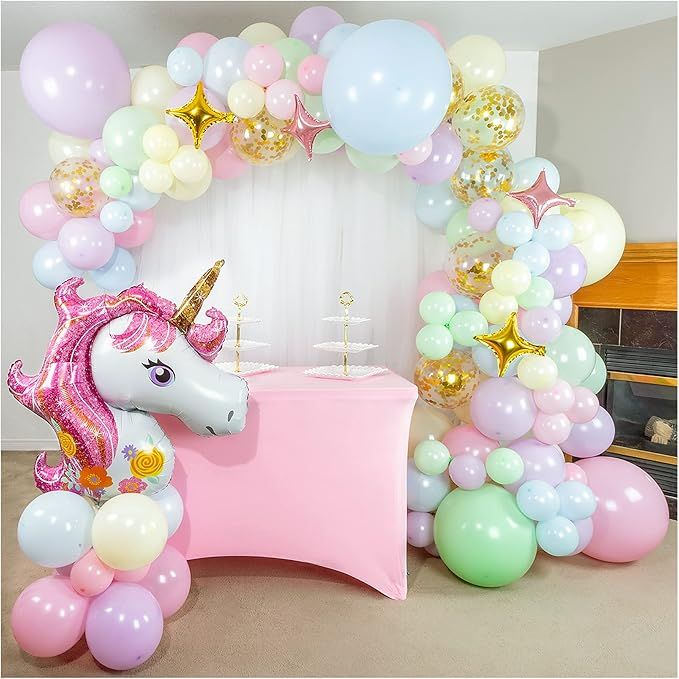 Shimmer and Confetti 16 Foot DIY Premium Pastel Unicorn Balloon Arch and Garland Kit, Giant Unico... | Amazon (US)