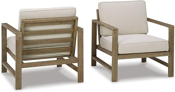 Signature Design by Ashley Outdoor Fynnegan Patio Eucalyptus Lounge Chair, 2 Count, Light Brown | Amazon (US)