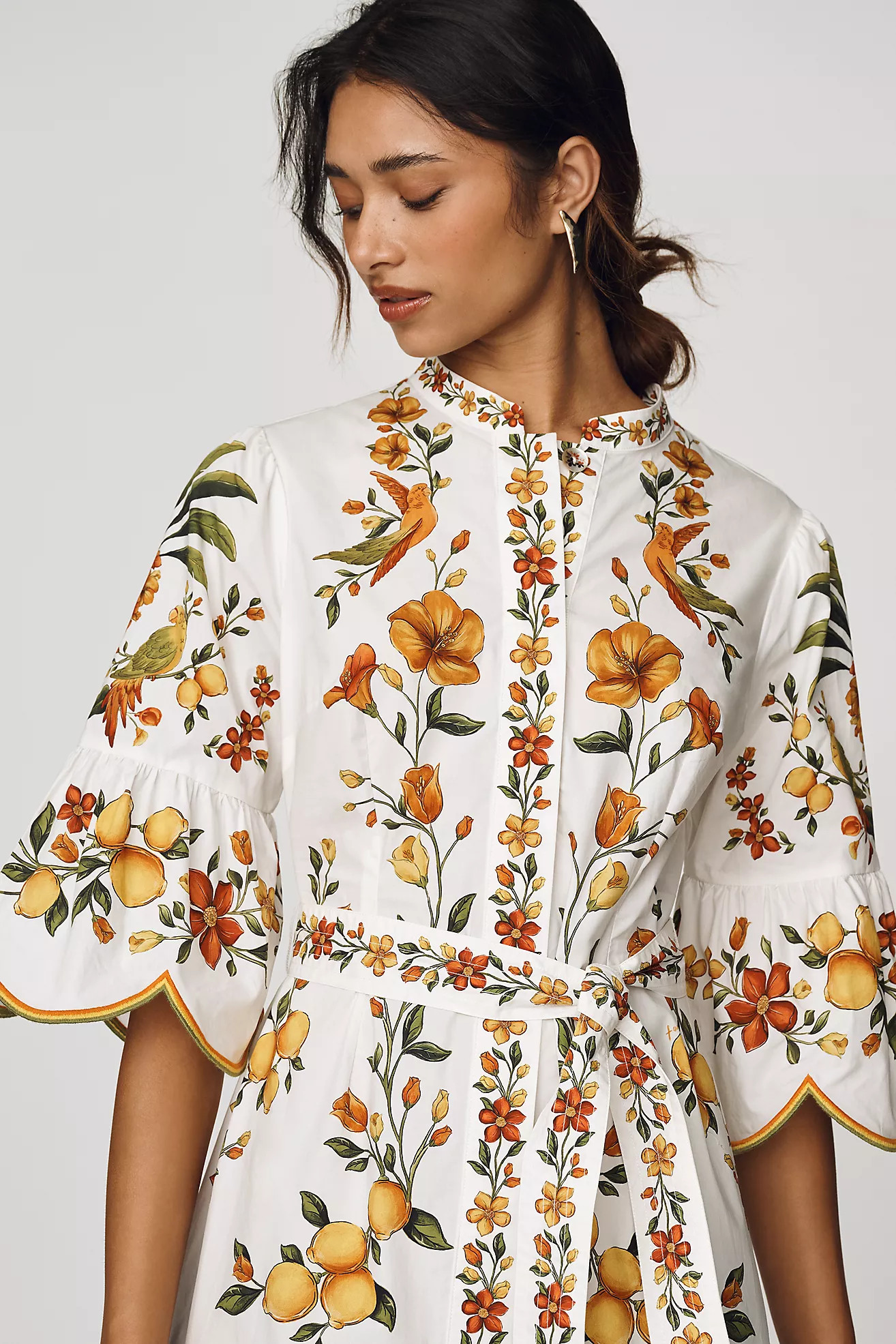 Farm Rio Lemon Bouquet Cotton Mini Dress | Anthropologie (US)