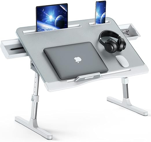Foldable Laptop Bed Tray Desk, Adjustable Laptop Bed Table with Heights and Angles, Upgraded-Stur... | Amazon (US)