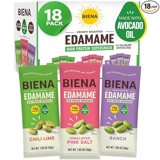 Biena Crispy Roasted Edamame Beans Snack – High Protein Low Carb Snack for Adults & Kids, 12g-1... | Amazon (US)