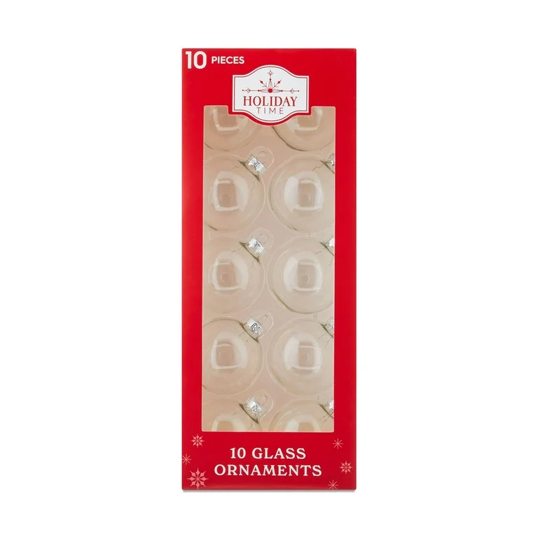 Glass Christmas Ornaments, Clear, 6.5 in, 10 Count, by Holiday Time | Walmart (US)