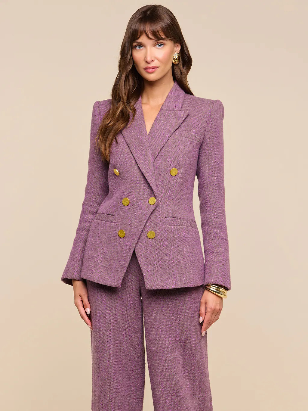 Kyomi Double-Breasted Blazer in Dusky Orchid Multi | L'AGENCE | L'Agence