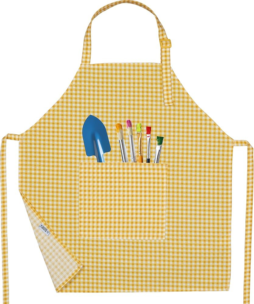 Kids Aprons for Cooking Waterdrop Resistant Aprons for Girl & Boy Toddler Apron for Painting, Gar... | Amazon (US)