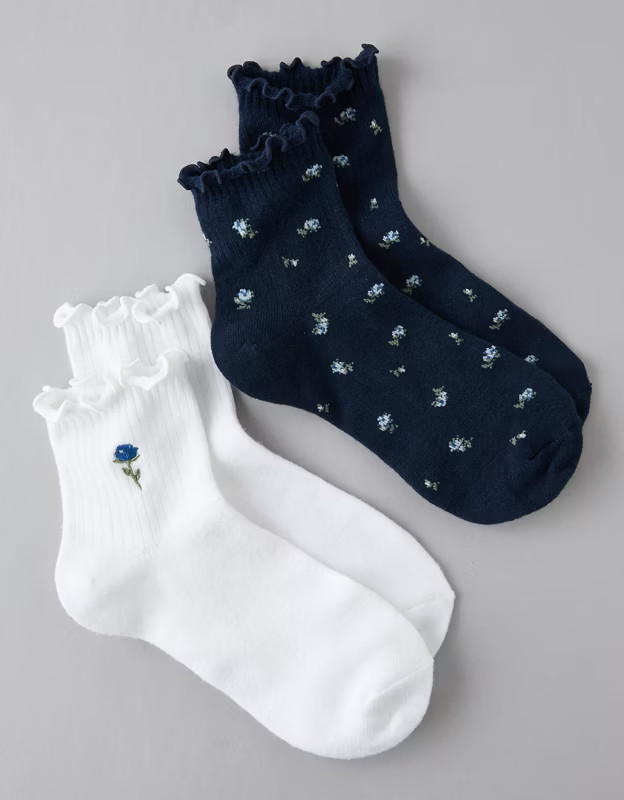 AE Rose Boyfriend Sock 2-Pack | American Eagle Outfitters (US & CA)