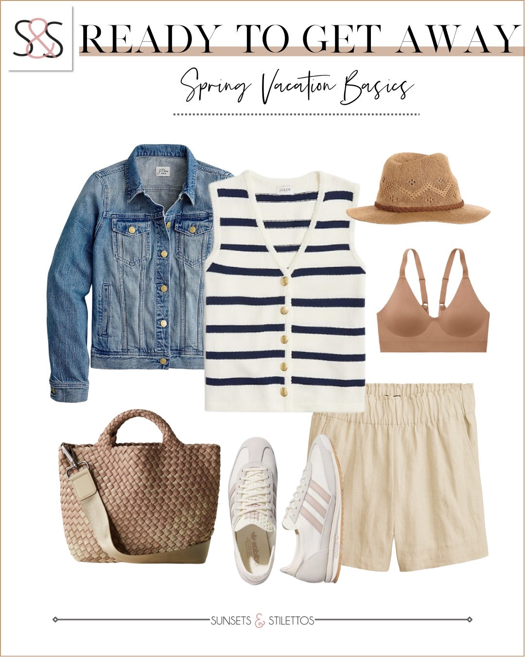 This striped sweater vest with linen shorts is an amazing vacation outfit! Layer with a denim jean jacket and neutral adidas sneakers a great date night look!

Sunsets and Stilettos, travel, adidas sneakers 

#LTKStyleTip #LTKTravel #LTKOver40
