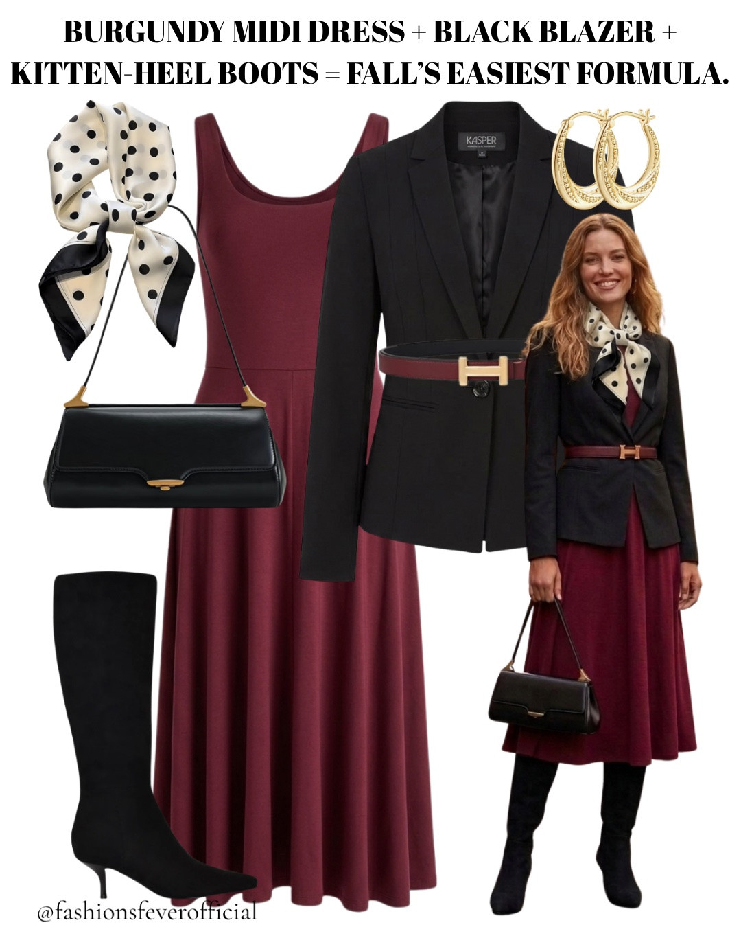 Fall outfits women!
Burgundy midi dress + black blazer + kitten-heel boots = fall's easiest formula.

This outfit can take you from desk to dinner or work to weekend

No overthinking, no extra layers, no guesswork. Just three pieces that already know how to work together, plus a belt to pull it all into shape.

This is the outfit for the days you want to look done without trying to look done.

Save it before your next "what do I wear" morning.

Comment FORMULA for the link to shop the look.

#fallfashion #falloutfitideas #falloutfit #falloutfits2026 #falloutfitinspo #outfitideas #ootdinspo #styleinspo #quietluxury #elevatedcasual #fallstyle #burgundydress #blazerstyle #chicoutfit #fashioninspo #americanstyle #stylishoutfits #outfitoftheday #ootd #fallwardrobe

#LTKSeasonal #LTKootd #LTKWorkwear