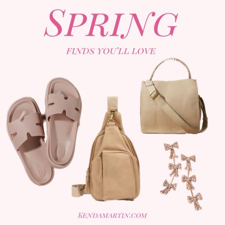 Spring fashion finds, sandals, bow earrings, tote bag, cross body bag, and women’s accessories.

#LTKtravel #LTKitbag #LTKworkwear