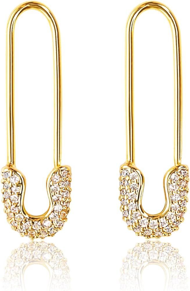 Safety Pin Earrings for Women | Paper Clip Earrings, Dangle Earrings For Women | Hypoallergenic 14k  | Amazon (US)
