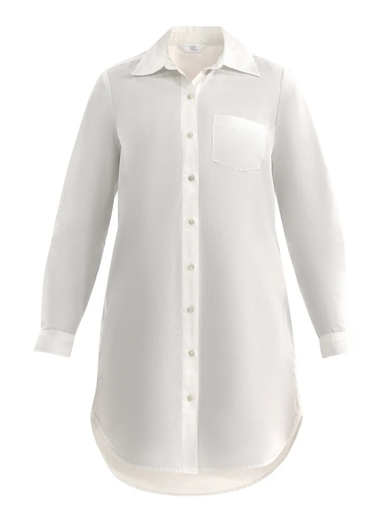 Time and Tru Women's Poplin Mini Shirt Dress, Sizes XS-3XL | Walmart (US)