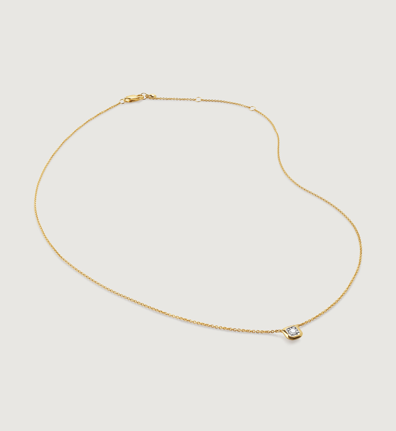 Lab Grown Diamond Solitaire Asscher Chain Necklace Adjustable 41-46cm/16-18' | Monica Vinader (US)