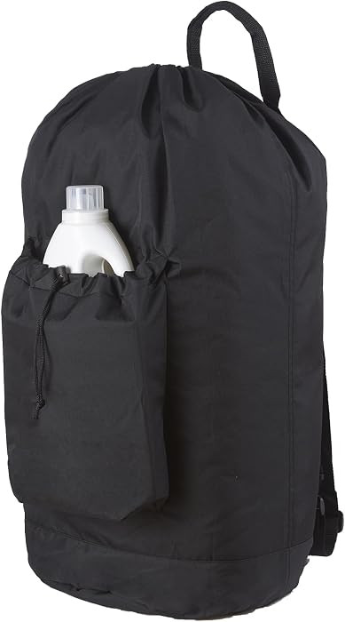 Laundry Backpack Bag, Dirty Clothes Travel Laundry Bag with Shoulder Straps for College Dorm (Bla... | Amazon (US)