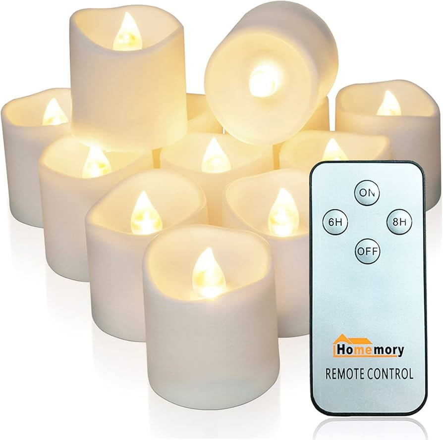 Homemory 12Pack Timer Remote Control Flameless LED Votive Candles, 1.5" x 1.6" Long Lasting Batte... | Amazon (US)