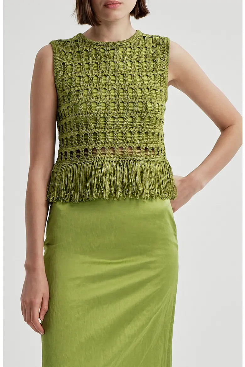 A.L.C. Esme Sleeveless Open-stitched Top with Fringe (Women) | Nordstrom | Nordstrom