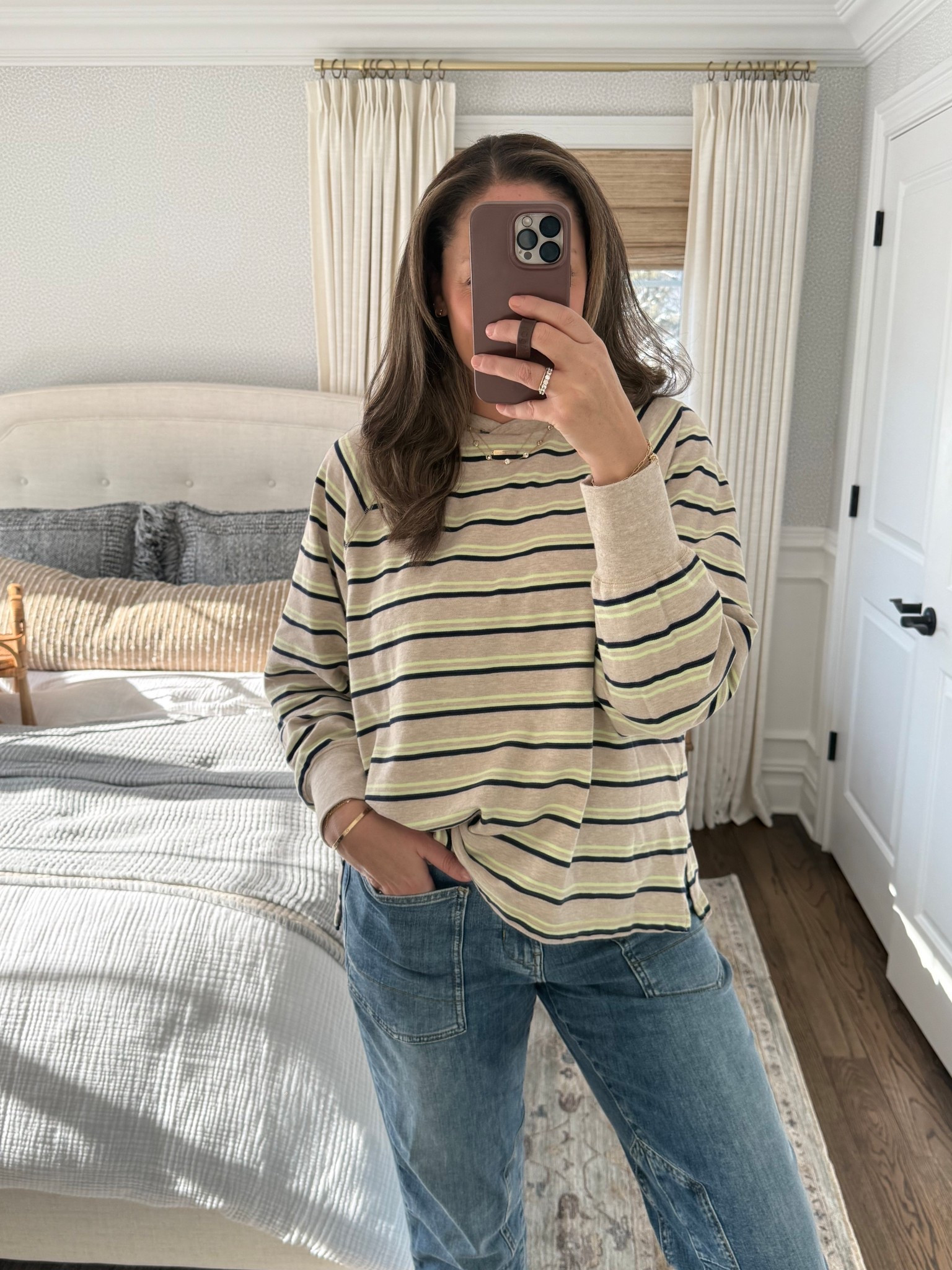 Love this aerie too (it’s on sale!!) and these jeans are a forever best-seller. Comfortable, true to size. I grabbed th striped top in a few colors and have been wearing them non-stop this week! 

#LTKmomlife #LTKootd #LTKSaleAlert