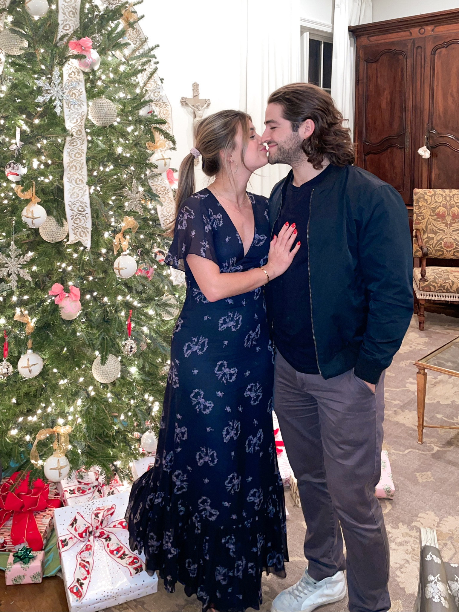 Christmas Eve 🤍 his & her outfits! 

Dress size 2/tts 
Heels tts