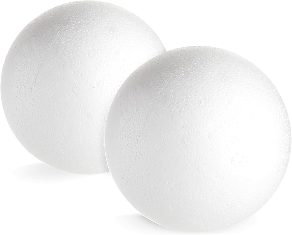 Juvale Sphere Craft Foam Balls - 7.5-Inch White Polystyrene Spheres - 2 Pack for DIY Projects, Fl... | Amazon (US)
