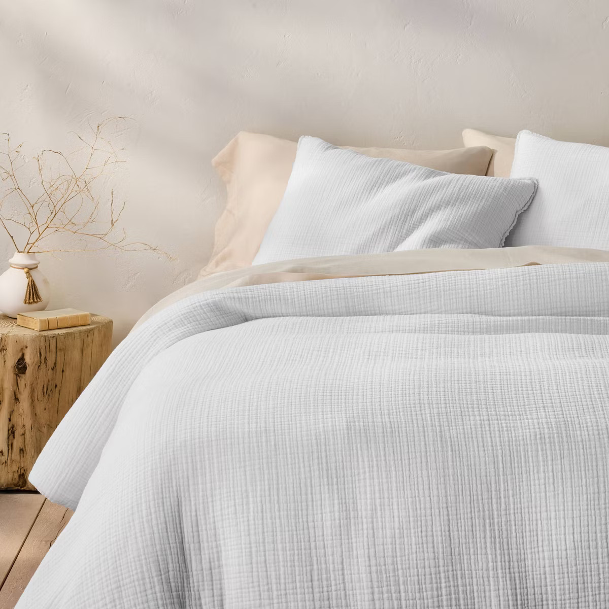 King Textured Chambray Cotton Duvet & Sham Set White - Casaluna™: 250 Thread Count, OEKO-TEX Ce... | Target