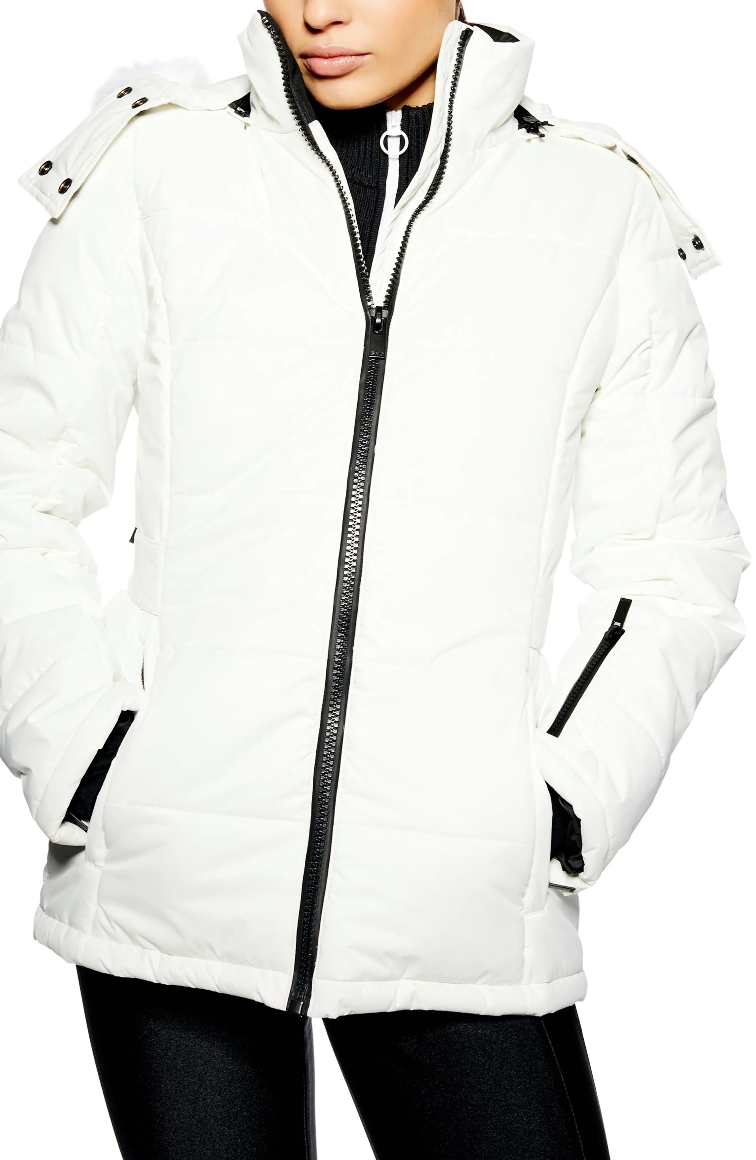 Women's Topshop Sno Baby Ski Jacket, Size 8 US (fits like 6-8) - White | Nordstrom