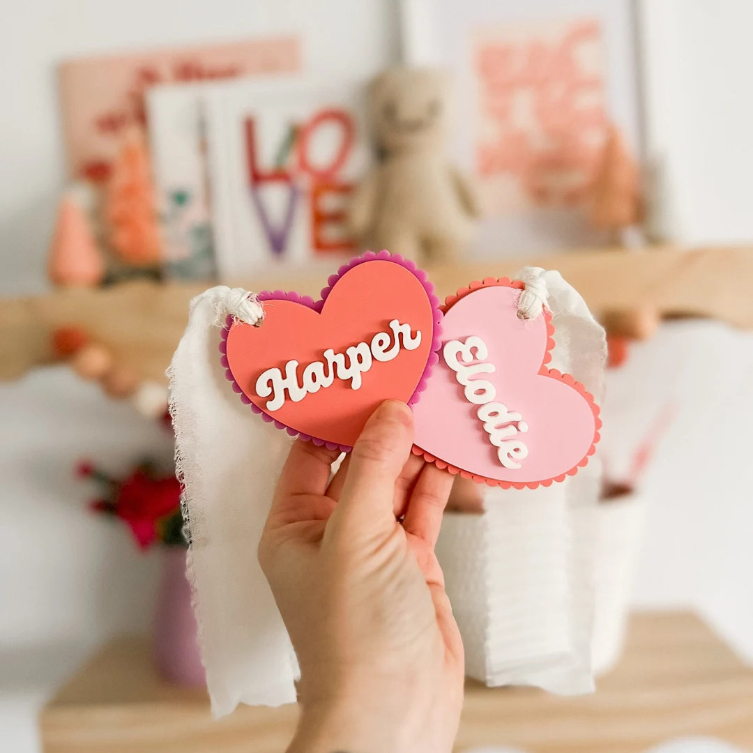 Scallop Heart Tag Heart Tag Valentines Basket Tags Valentines Day Tags Valentines Day Bag Tags Cu... | Etsy (US)