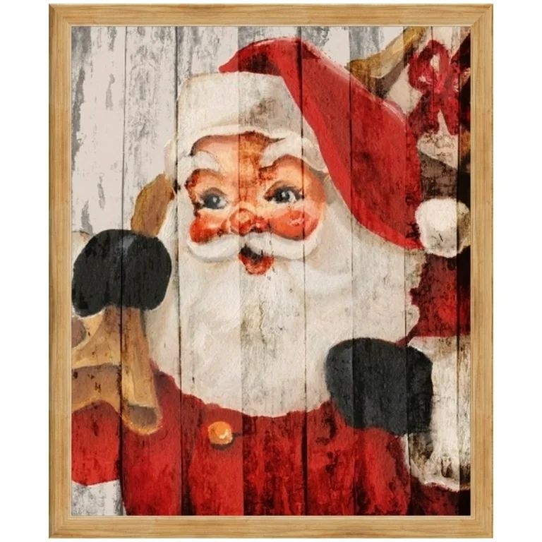 My Texas House "Nostalgic Santa" Natural Wood Framed Print Christmas Wall Art 11x14 - Walmart.com | Walmart (US)