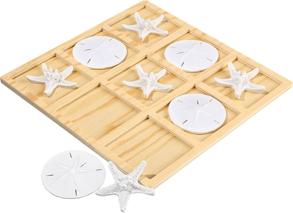 Tic Tac Toe Game Beach Wood Coastal Decor Christmas Board Game Beach House Present Multilayer Boa... | Amazon (US)