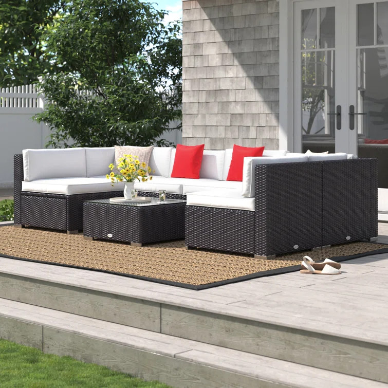 Merton Polyethylene (PE) Wicker 6 - Person Seating Group with Cushions | Wayfair North America