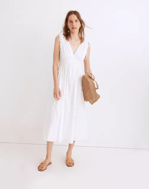 Joanna Smocked Midi Dress in Windowpane | Madewell