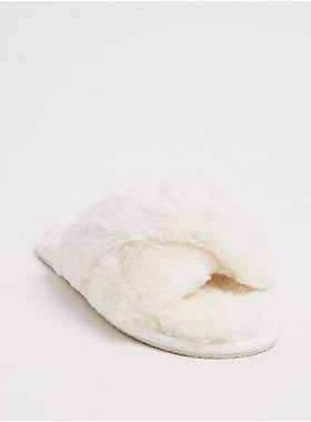 Ivory Faux Fur Slipper (Wide Width) | Torrid LEGACY